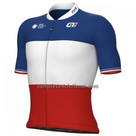 Maglia 2023 Groupama FDJ Campione Francese Manica Corta Bianco Blu Rosso